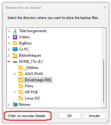 Backup DiXML : Define Folder