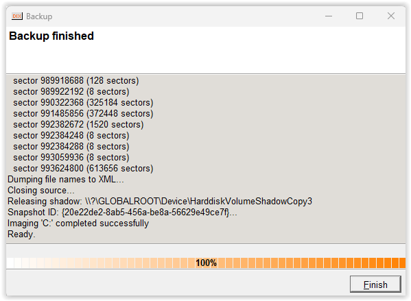 Backup DiXML : Saving