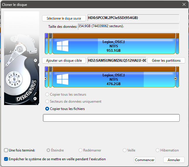 Lancement du clonage